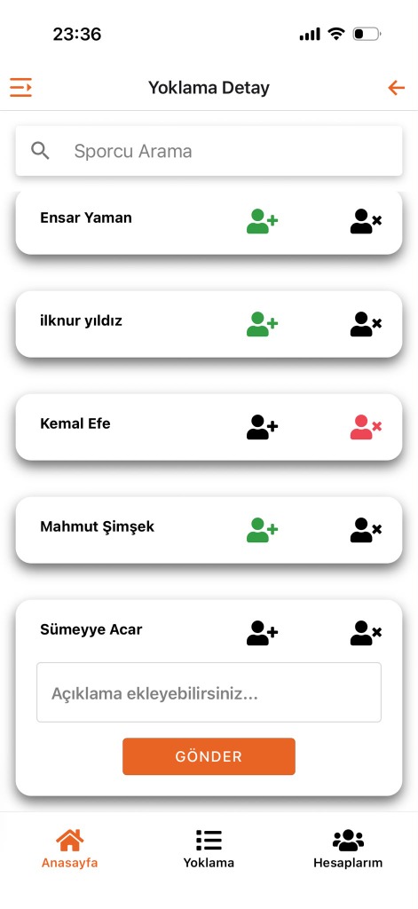 Yoklama Girişi Ekranı